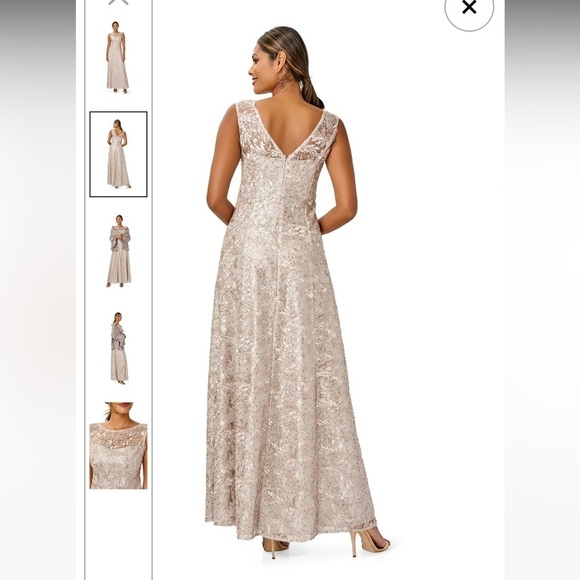 Adrianna Papell | Sequin Lace Gown In Grey Marble Size 8 NEW - Picture 7 of 9